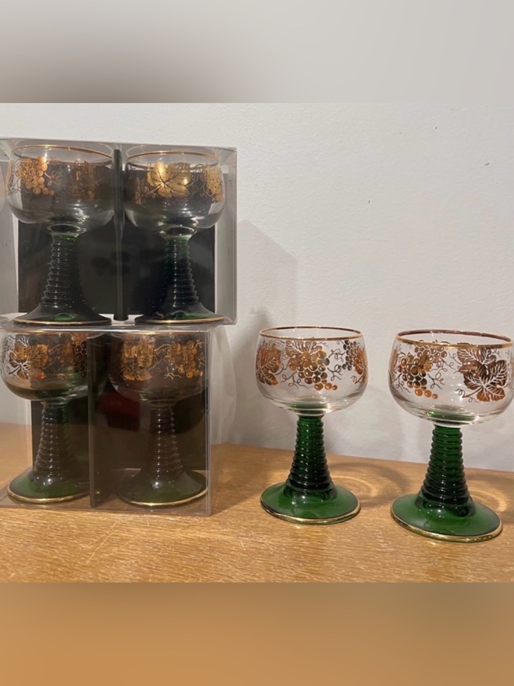 New Set of 6 Vintage Böckling German Römer (Roemer) Wine Glasses